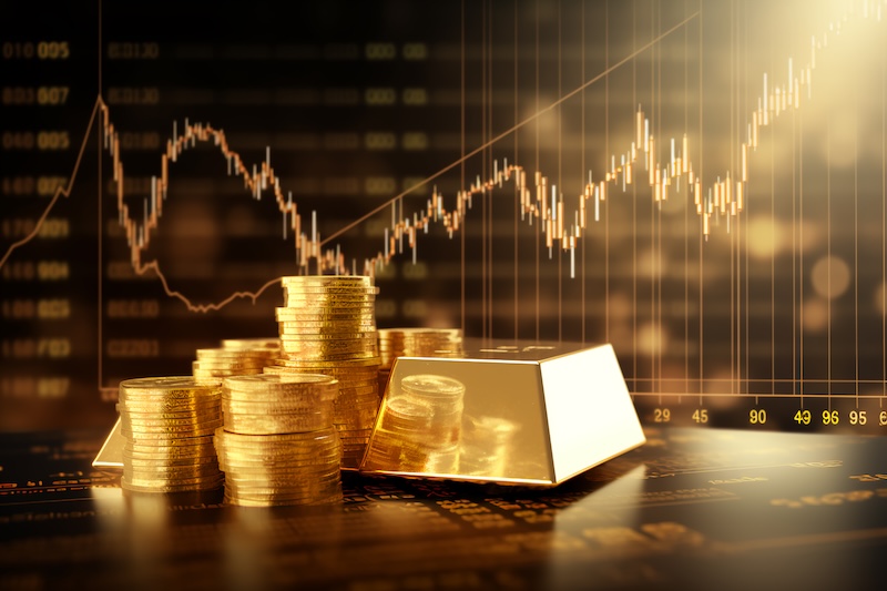 Guldtackor och mynt samt graf